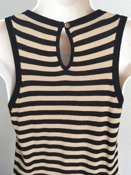 Trina Turk SMALL Black and Tan Striped Tank