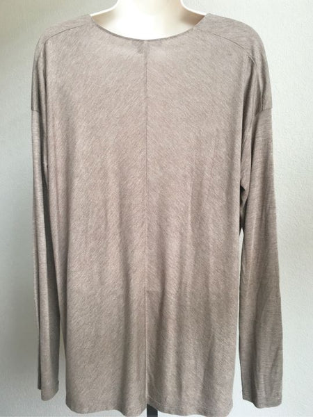 VINCE LARGE Tan Long Sleeve V-Neck Top