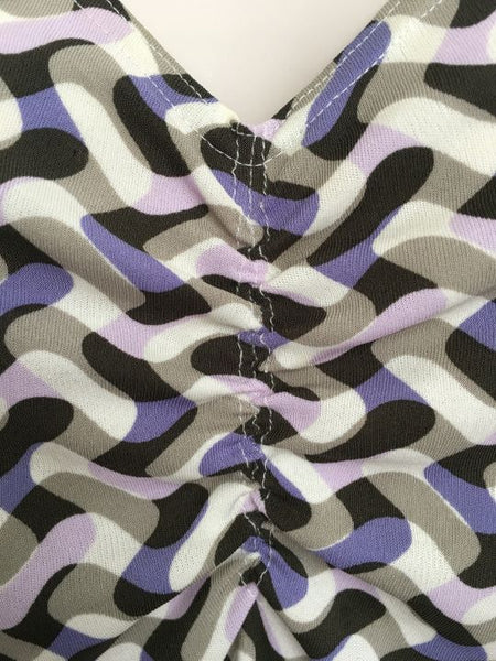 WORTH SMALL White Brown and Purple Geometric Silk Top