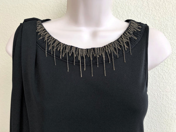 Piazza Sempione Size Small Black Chain Neck Top