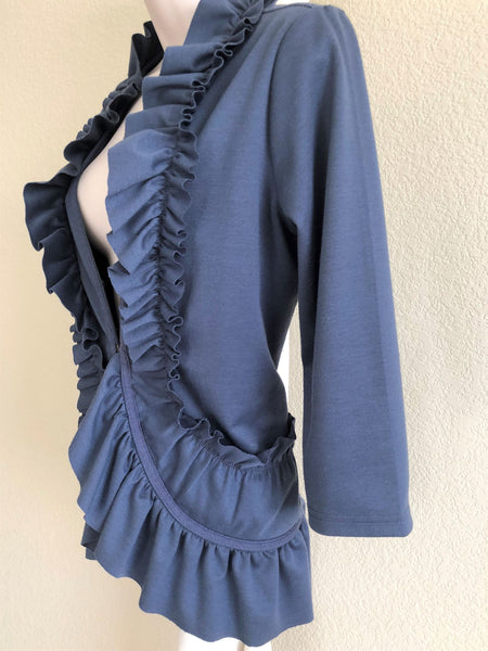 Yoana Baraschi Size Large Blue Ruffle Blazer