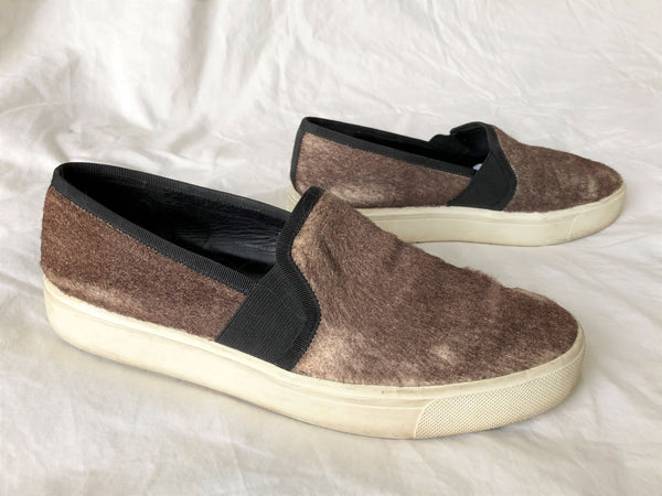 VINCE Size 9 Brown Calf Hair Slip-ons