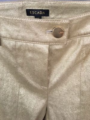 ESCADA Size 4 Gold Metallic Lambskin Suede Pants - RARE
