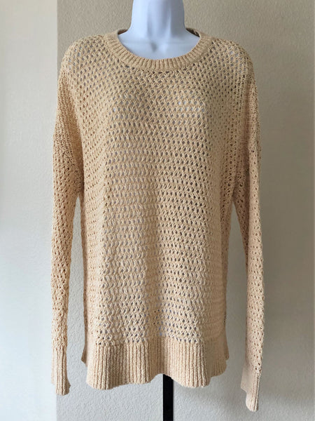 Theory Karenia Size Large Cream Knit Sweater