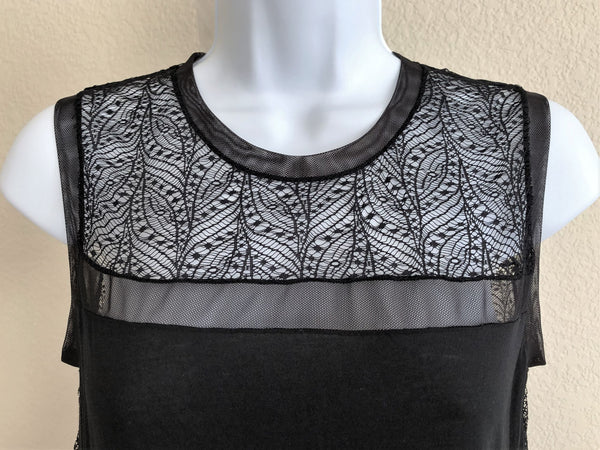 BCBGMaxazria Size XS Black Lace Back Tank