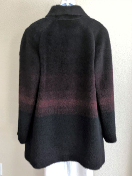 Katherine Kelly Size 12 Luxury Black and Red Ombre Alpaca Coat