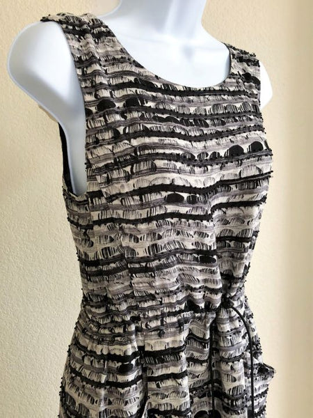 Gryphon Medium Gray Beaded Linen Silk Dress - CLEARANCE