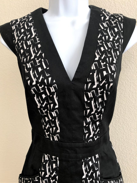 French Connection Size 2 Black and White Dress