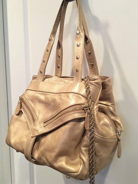 Botkier Gold Leather Trigger Shoulder Bag