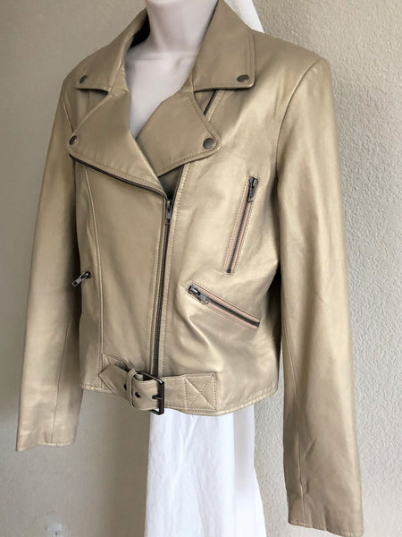 Identify Size 10 Gold Leather Moto Jacket