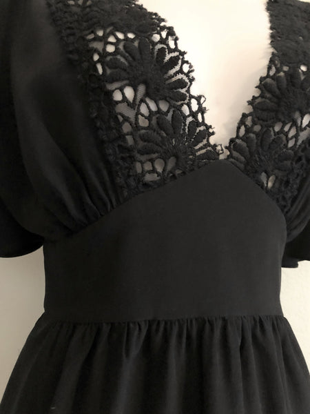 Tibi Size 6 Black Silk Peplum Top