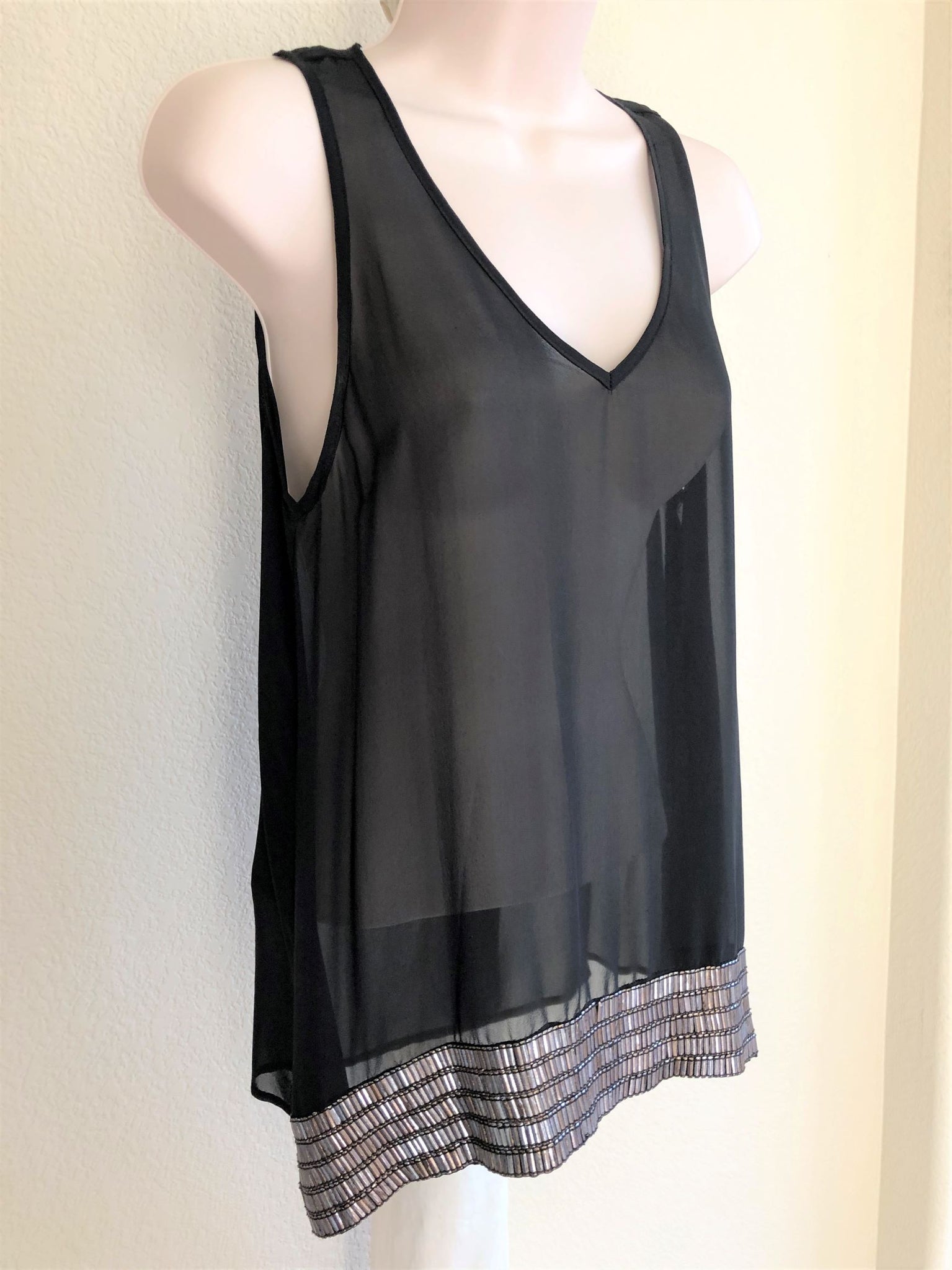 Fifteen Twenty Size XS Black Beaded Tank