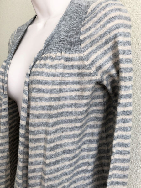 Rebecca Taylor MEDIUM Gray Stripe Wool Blend Cardigan - CLEARANCE