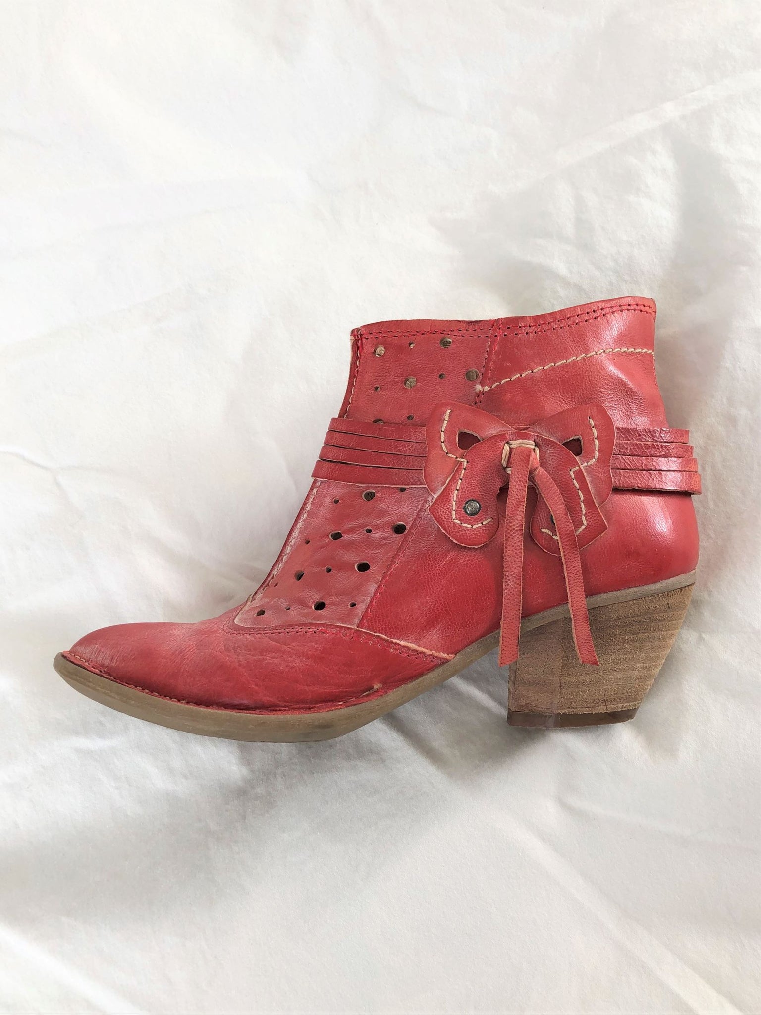 Khris Size 5.5 Red Leather Bootie - CLEARANCE
