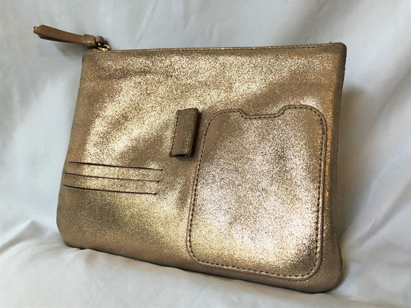 Anthropologie Rose Gold Leather Pouch