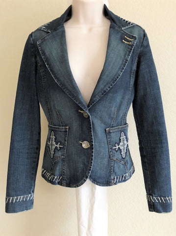 Level 99 Anthropologie SMALL Denim Blazer