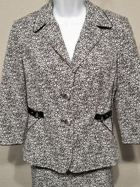 Etcetera Size 6 Black & White Pattern Skirt Suit