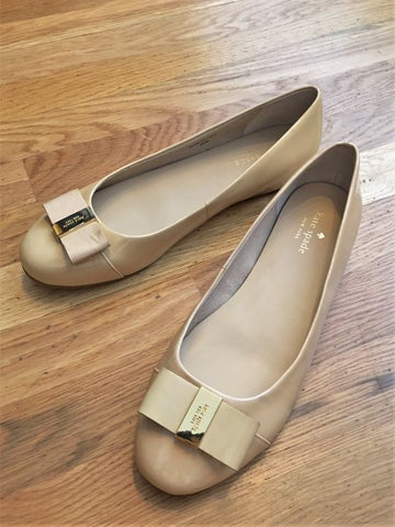 Kate Spade Size 9.5 Thyme Nude Patent Leather Flats