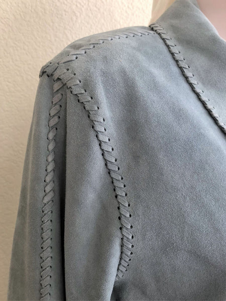 Sundance Size 10 Gray Suede Leather Whipstitch Jacket