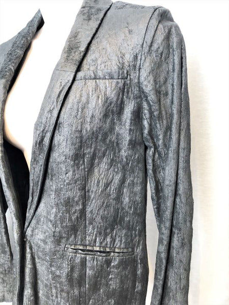 J Brand Size 2 Charcoal Metallic Blazer - Missing Cuff Button