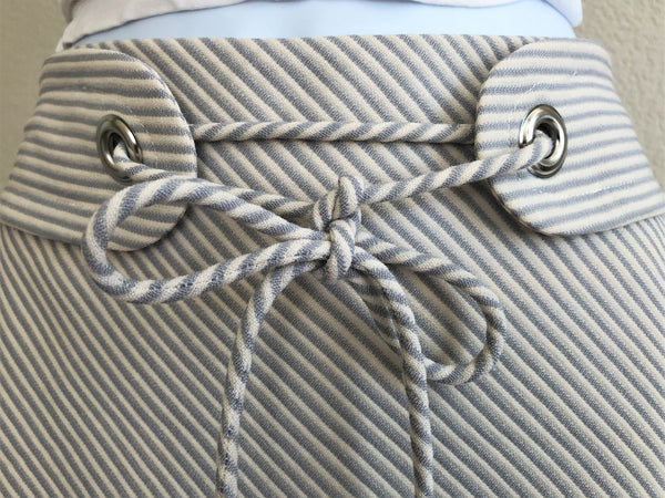 Tocca Size 2 Cream and Blue Striped Wool Skirt