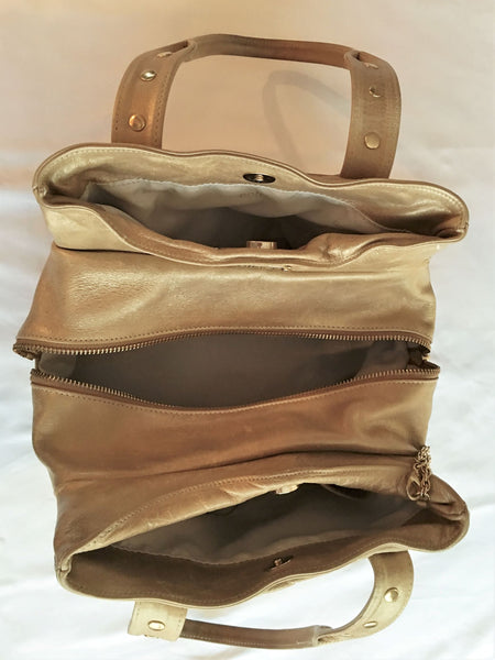 Botkier Gold Leather Trigger Shoulder Bag