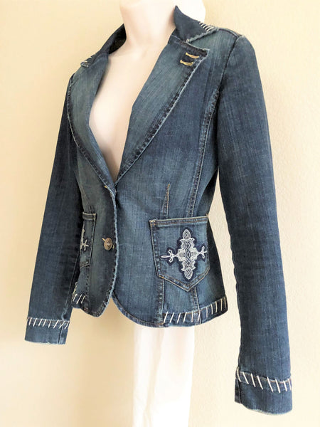 Level 99 Anthropologie SMALL Denim Blazer