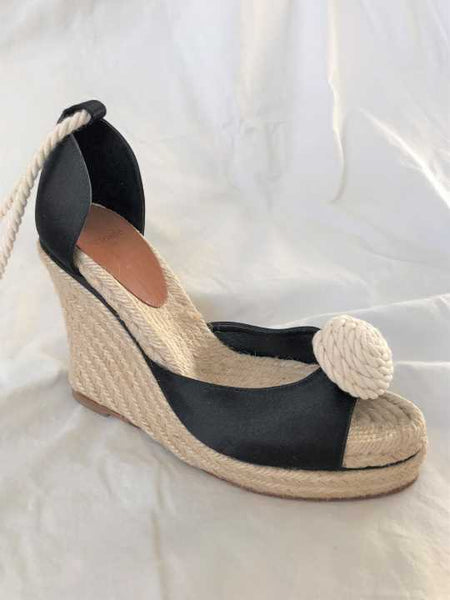 Kate Spade Size 8 Black and Jute Wedges