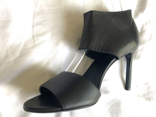 VINCE Size 9 Stephanie Black Leather Open Toe Heels