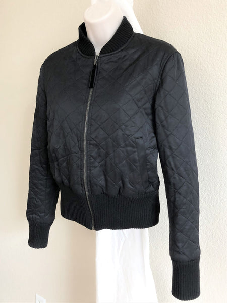 Theory Size Small Black Satin Quilted Jacket