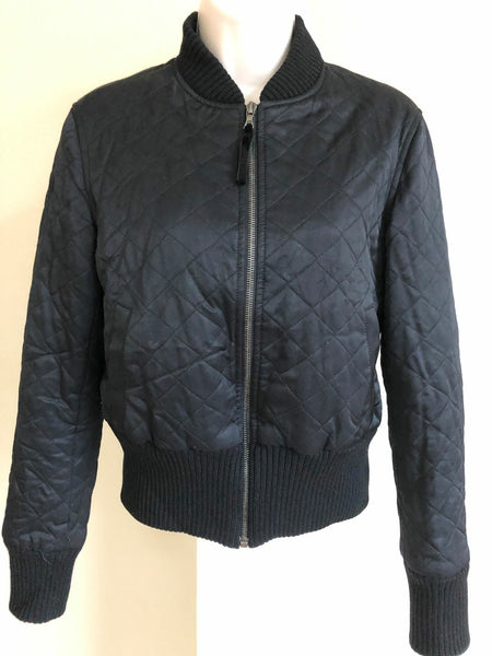 Theory Size Small Black Satin Quilted Jacket