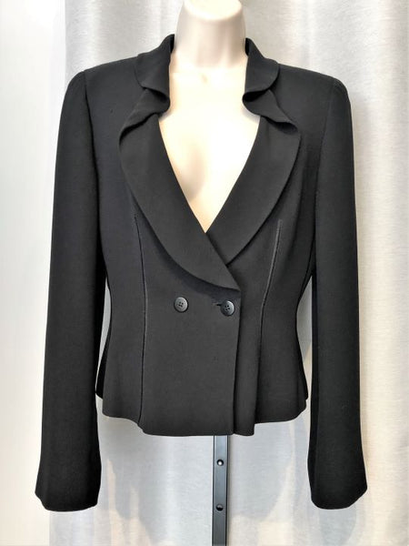 Armani Collezioni Size 6 Black Silk Blazer