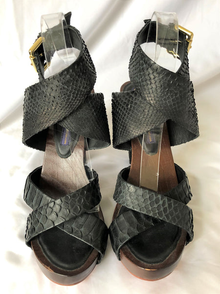 The Tui Collection Size 8.5 Black Snakeskin Platform Sandals