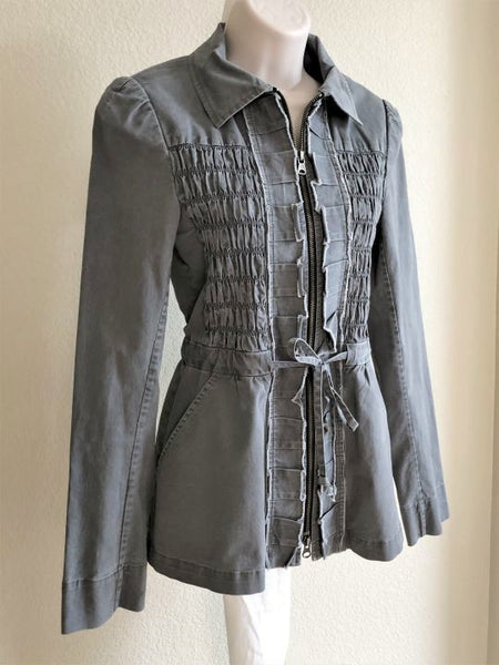 Nanette Lepore Size 6 Gray Denim Jacket