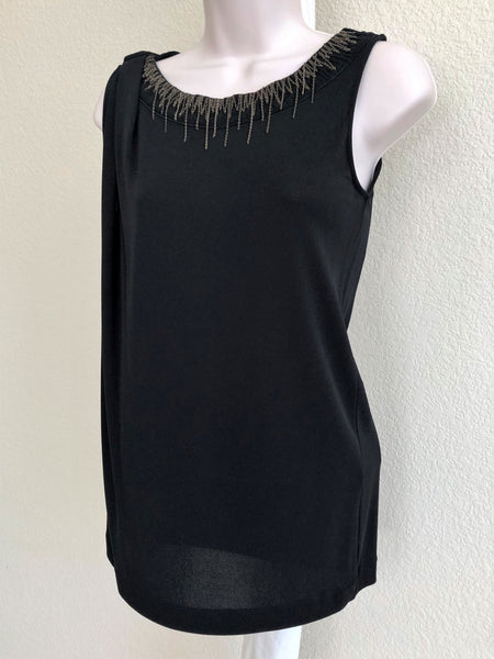 Piazza Sempione Size Small Black Chain Neck Top