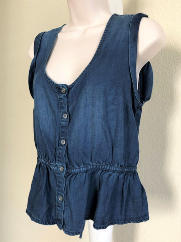 FRAME NEW SMALL James Blue Chambray Top