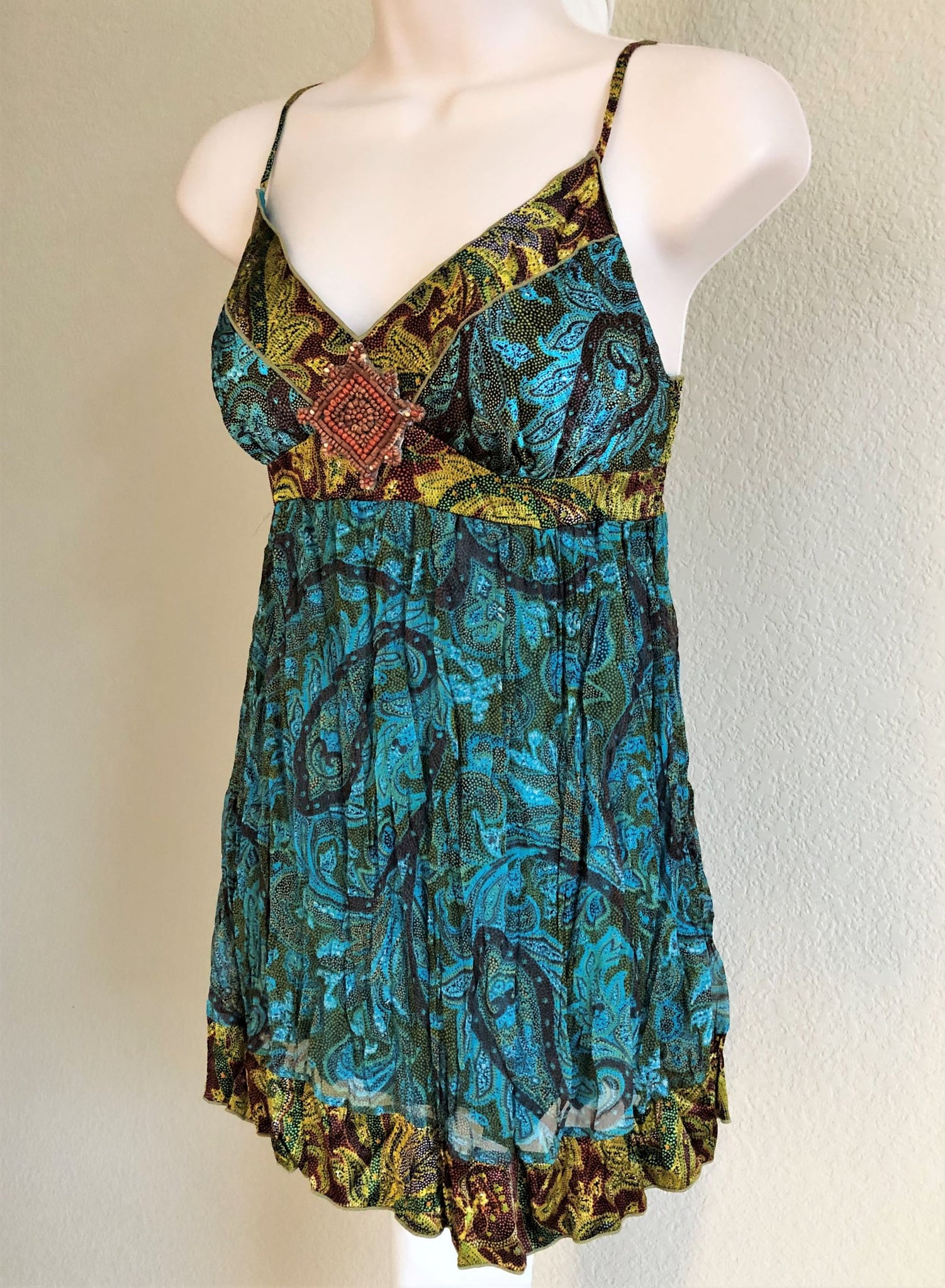Hale Bob Size Small Teal Paisley Silk Tank - CLEARANCE