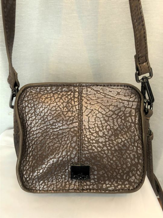 kooba - NEW - Brown Metallic Crackle Print Leather Cross Body