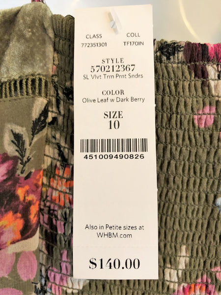 WHBM NEW Size 10 Green Floral Dress