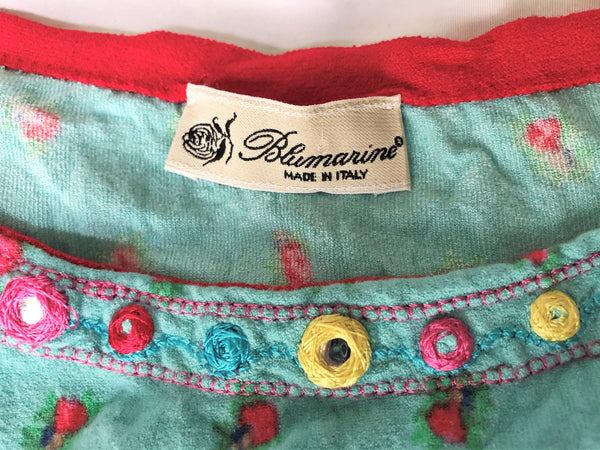 Blumarine SMALL Vintage Blue and Red Floral Top