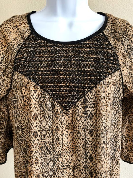 Maison Scotch Size Small Tan Tribal Dress