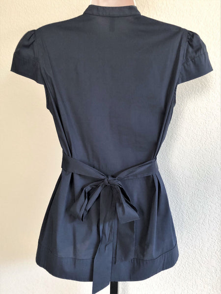 BCBGMaxazria Size XS Navy Peplum Top