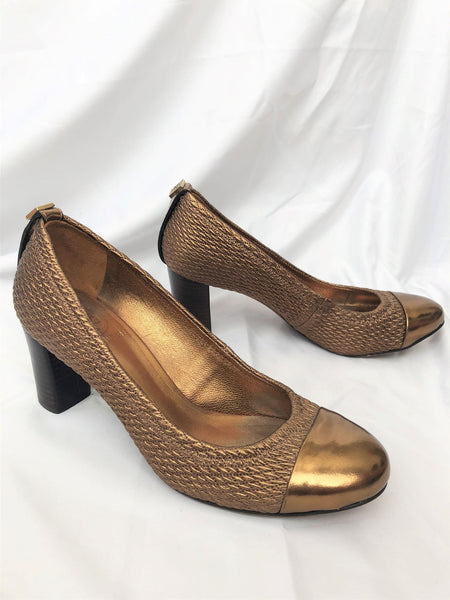 Tory Burch Size 6 Bronze Woven Pumps