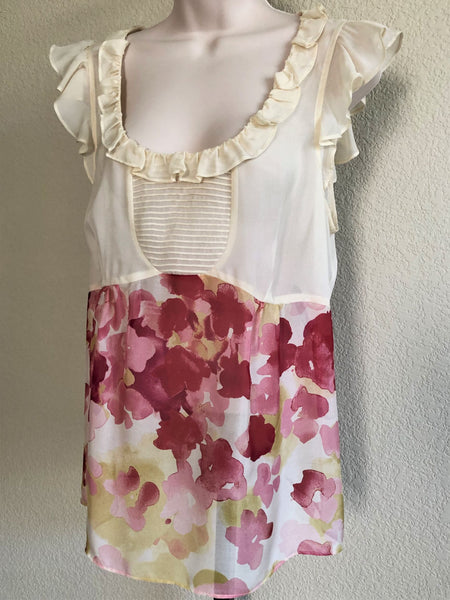 Odille Anthropologie MEDIUM Floral Silk Top - CLEARANCE