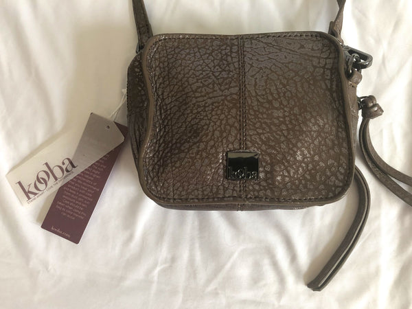 kooba - NEW - Brown Metallic Crackle Print Leather Cross Body