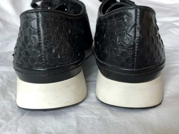 VINCE Size 6.5 Rayner Black Snakeskin Sneakers