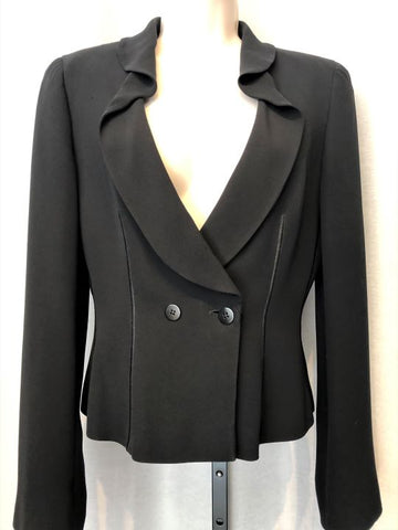 Armani Collezioni Size 6 Black Silk Blazer