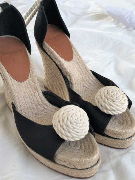 Kate Spade Size 8 Black and Jute Wedges