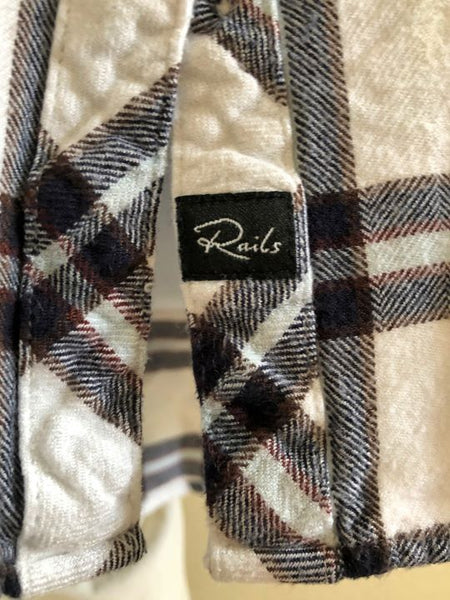 Rails Size Medium White and Navy Plaid Dress