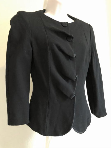 Armani Collezioni Size 10 Black Ruffle Blazer